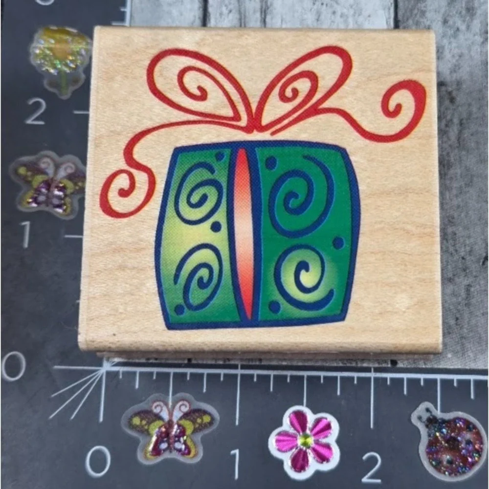 Rubber Stampede Wrapped Gift Present Festive A2593E Rubber Stamp Wood #A61